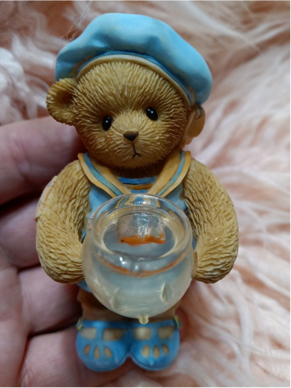 Cherished Teddies Brittany Girl Bear W/ Fishbowl Goldfish Pet Fish Scout School